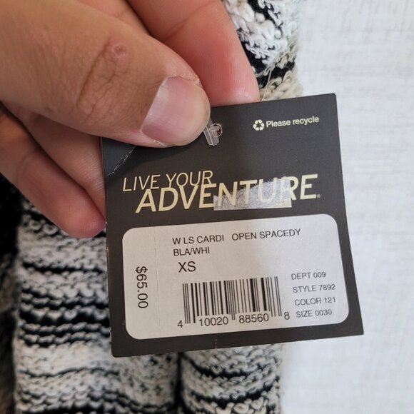 NWT Eddie Bauer Open Front Cardigan Sweater Womens XS Black White Draped Preppy - Picture 4 of 8